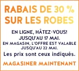 rabais de 30 % sur les robes