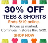 30% off tees & shorts