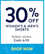 30% off women's & men's shorts. select styles. ends 6/19. shop now