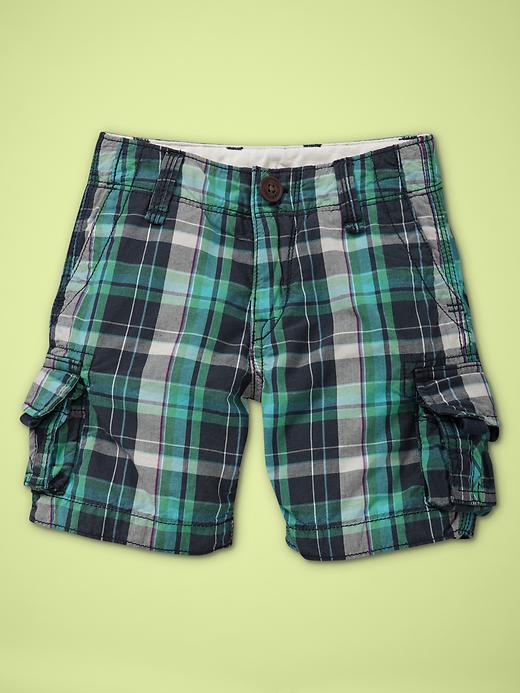 save on Gap Navy Plaid Cargo Shorts