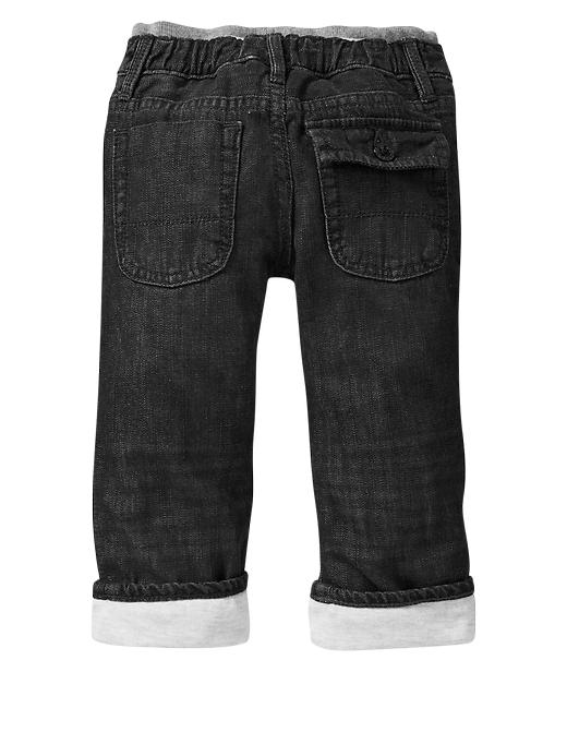 Image number 2 showing, Knit-waist lined jeans (faded black wash)