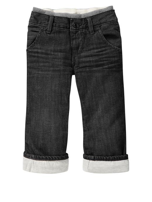 Image number 1 showing, Knit-waist lined jeans (faded black wash)