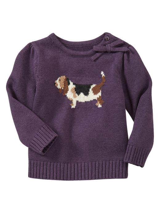 View large product image 1 of 1. Intarsia dog graphic sweater
