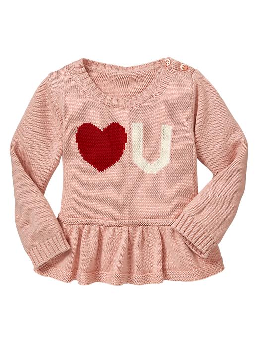 View large product image 1 of 1. Heart peplum sweater