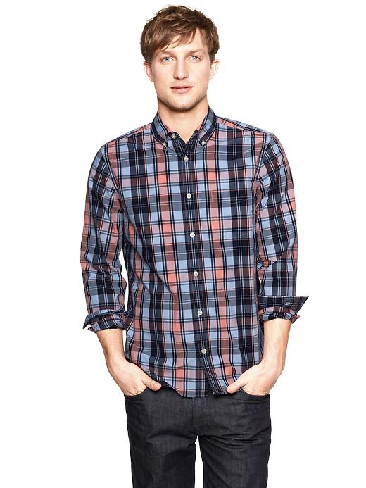View large product image 1 of 1. Lived-in wash square plaid shirt