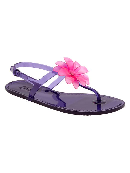 View large product image 1 of 1. T-strap flower jelly sandals