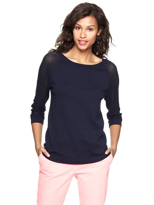 View large product image 1 of 1. Mesh-sleeve sweater
