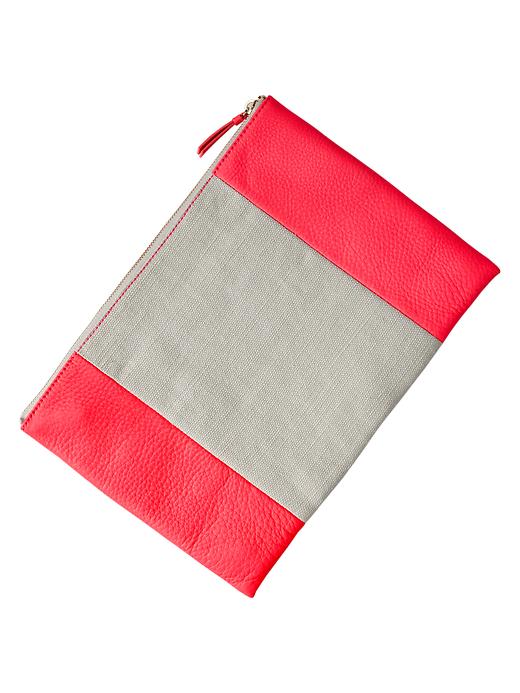 View large product image 1 of 1. Two-tone canvas clutch