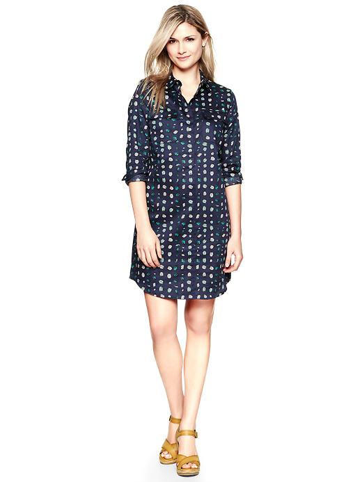 View large product image 1 of 1. Printed sateen shirtdress