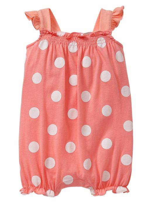 View large product image 1 of 1. Ruffle dot one-piece