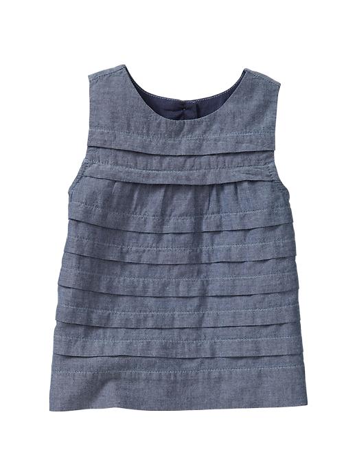 View large product image 1 of 1. Pleated chambray top