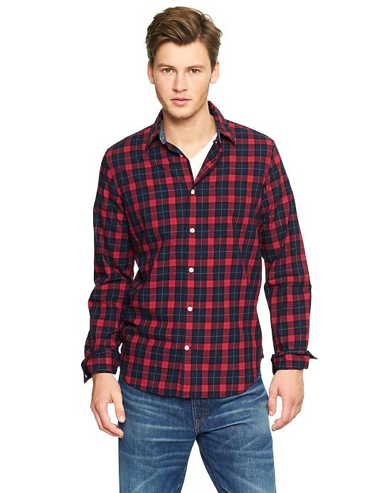View large product image 1 of 1. Twill holiday plaid shirt