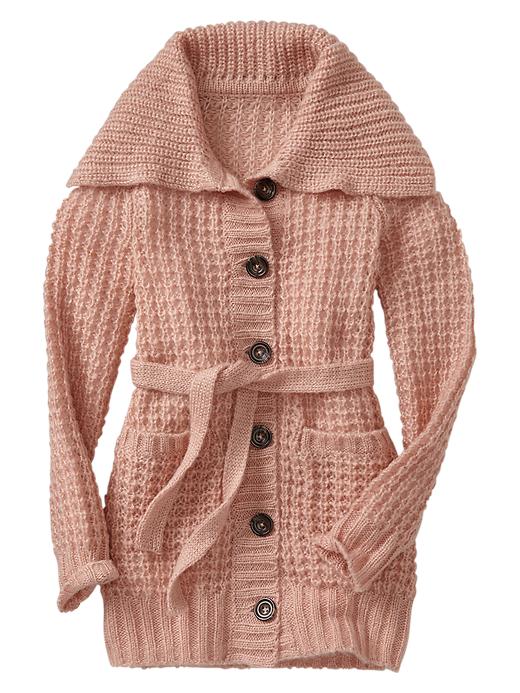 View large product image 1 of 1. Belted waffle cardigan