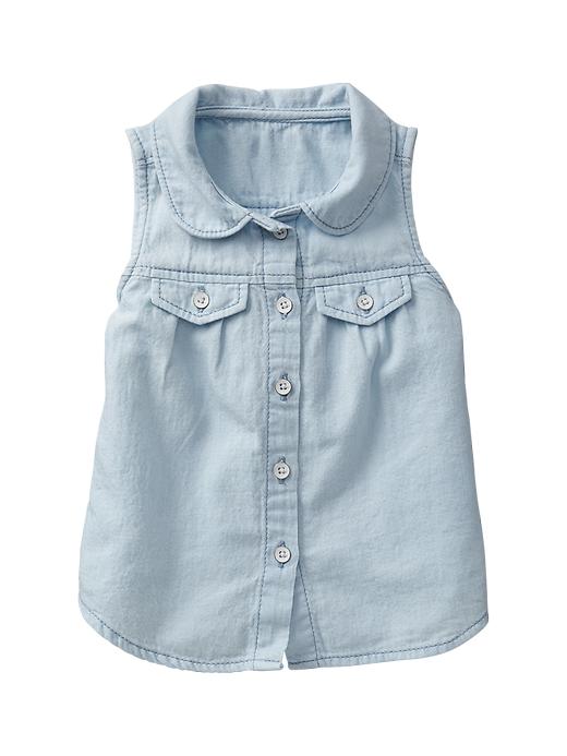View large product image 1 of 1. Peter Pan chambray top