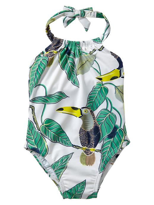 Image number 1 showing, Tropical toucan halter one-piece