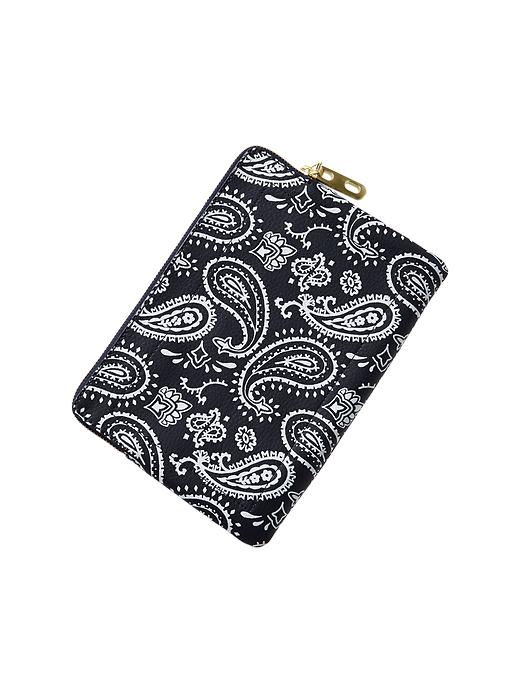 View large product image 1 of 1. Printed leather clutch
