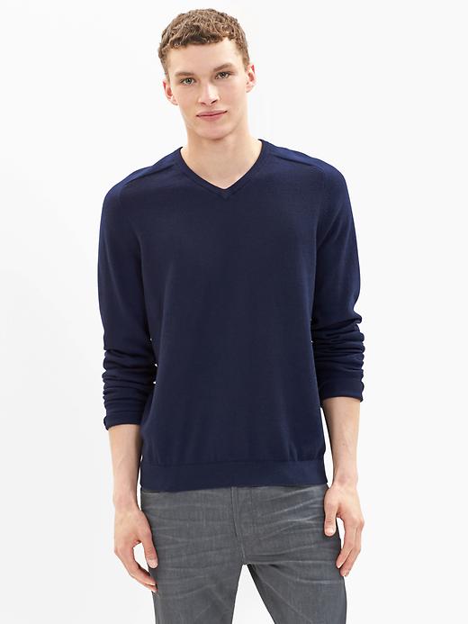 UPC 180307400038 Gap Cotton Cashmere V Neck Sweater Navy
