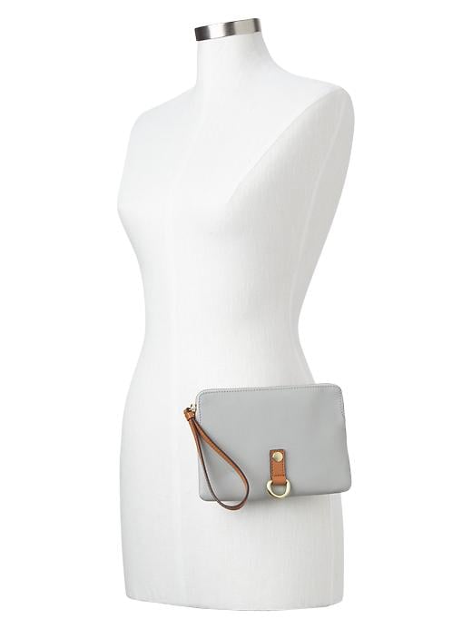 View large product image 2 of 3. Leather buckle clutch