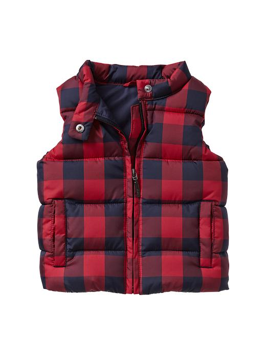 View large product image 1 of 1. Christmas plaid puffer vest