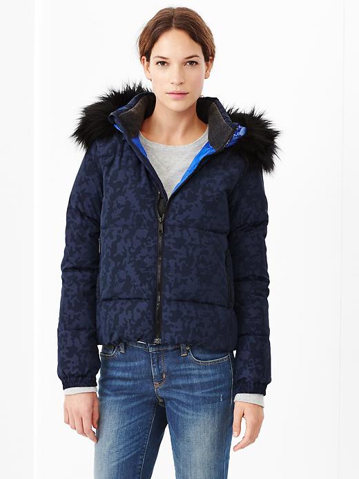 Image number 1 showing, Fur-trim camo down puffer