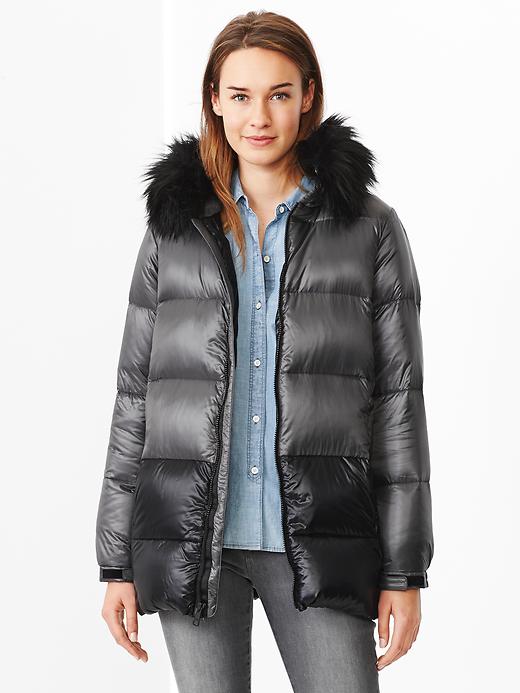 Image number 1 showing, Fur-trim colorblock down puffer