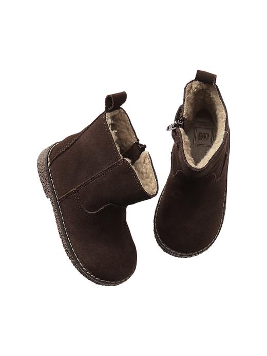 View large product image 1 of 1. Suede sherpa boots