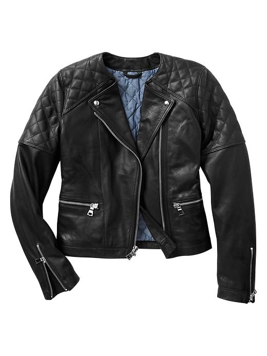 Image number 3 showing, Quilted leather moto jacket