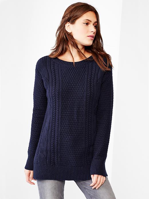 View large product image 1 of 1. Boyfriend cable knit sweater