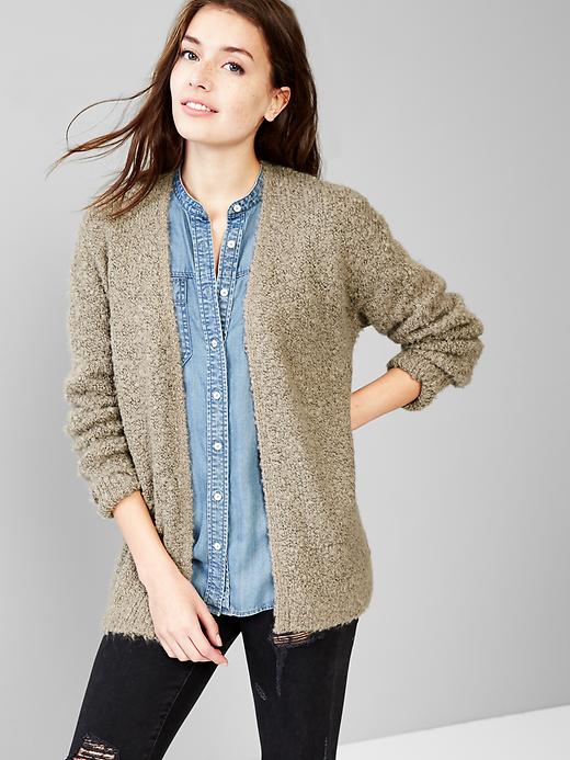 Image number 1 showing, Boucle open-front cardigan