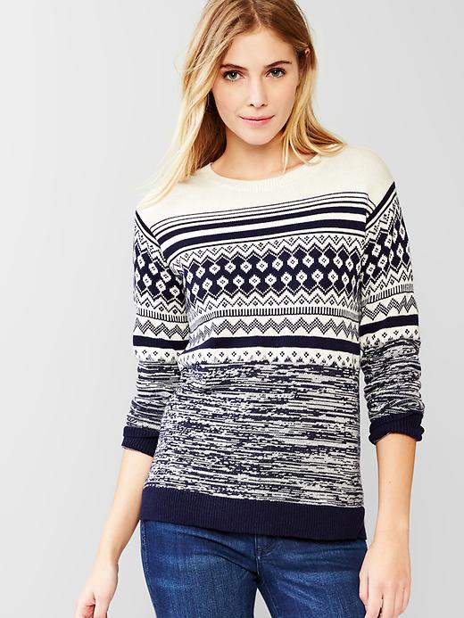 Image number 1 showing, Fair isle crew sweater