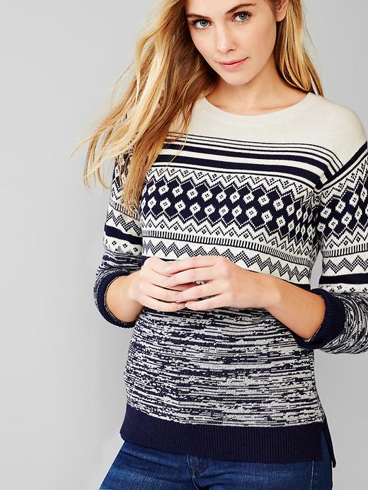 Image number 2 showing, Fair isle crew sweater