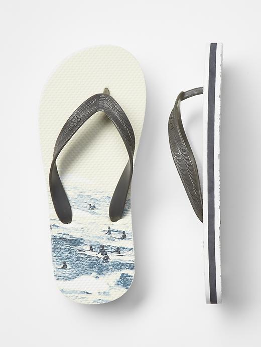 View large product image 1 of 1. Graphic flip flops