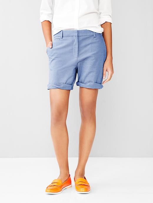View large product image 1 of 1. Boyfriend roll-up oxford shorts