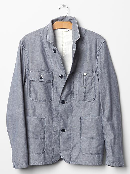Image number 3 showing, Double-layer chambray worker blazer