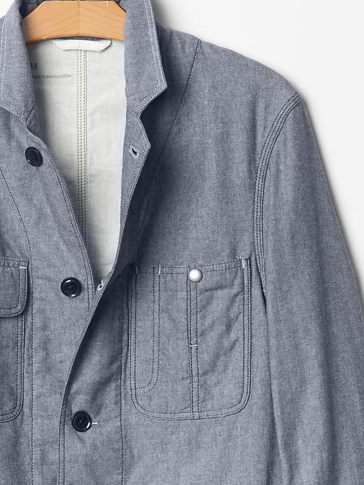 Image number 4 showing, Double-layer chambray worker blazer