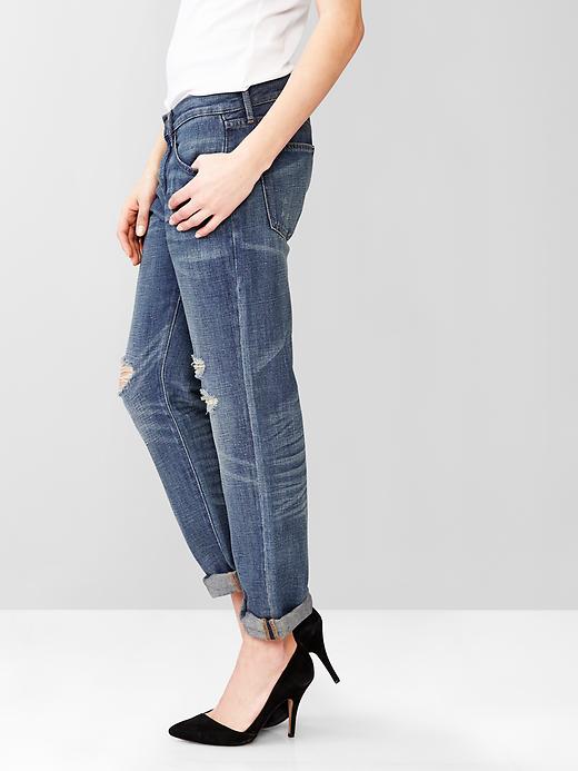 Image number 3 showing, 1969 destructed sexy boyfriend linen jeans