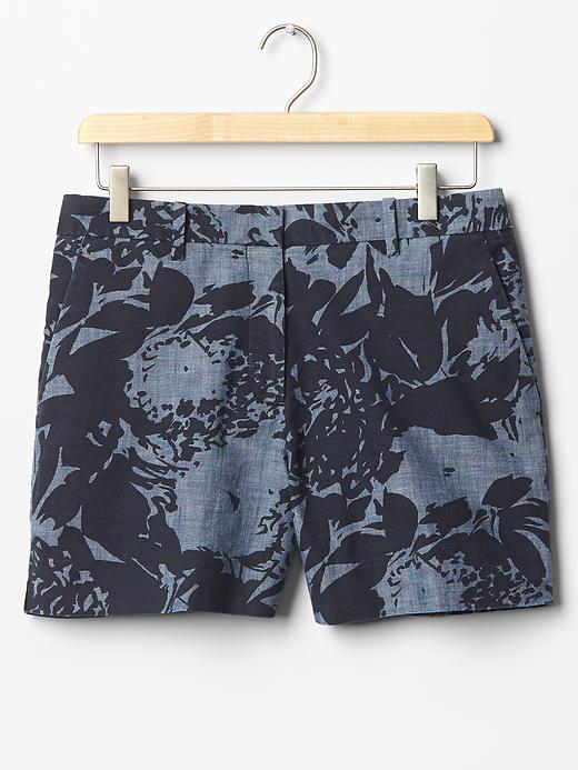 Image number 6 showing, Tailored chambray floral shorts