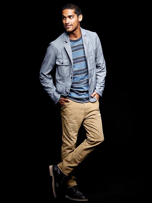 Image number 5 showing, Double-layer chambray worker blazer
