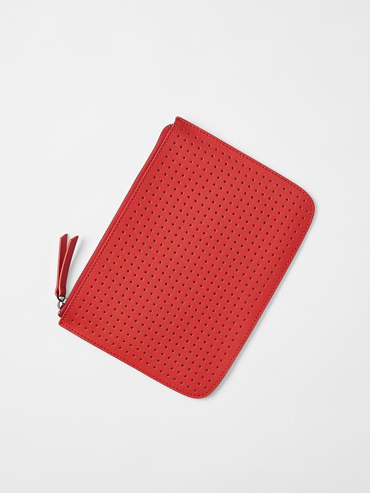 View large product image 1 of 1. Perforated leather clutch