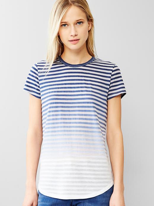 View large product image 1 of 1. Burnout ombre stripe tee