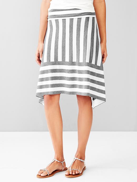 View large product image 1 of 1. Stripe foldover trapeze skirt