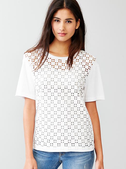 View large product image 1 of 1. Geo eyelet tee
