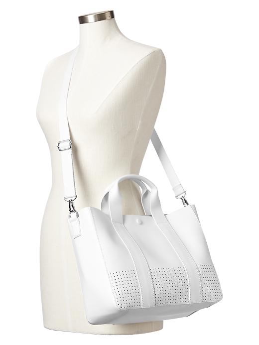 View large product image 2 of 2. Perforated leather tote crossbody