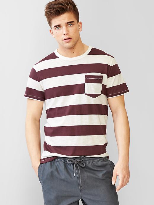 Image number 1 showing, Slub stripe pocket t-shirt