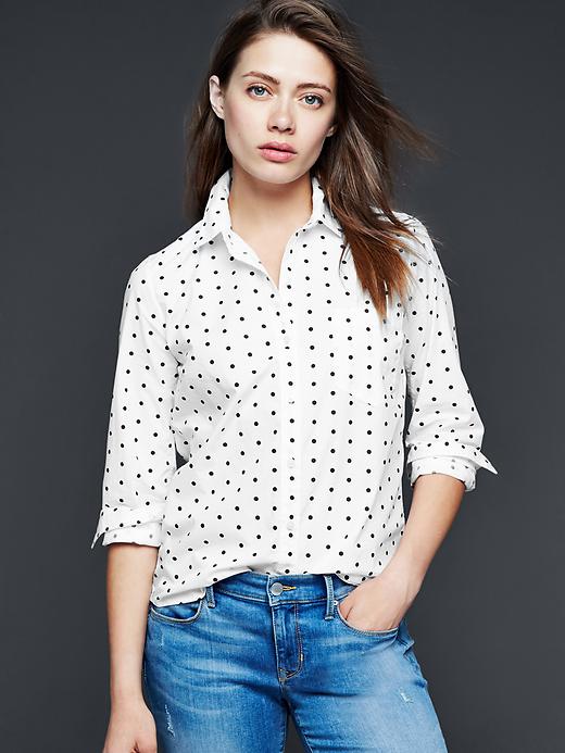 Image number 1 showing, Fitted boyfriend polka-dot shirt
