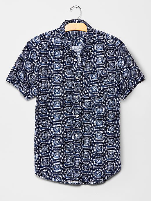 Image number 4 showing, Seersucker tile print shirt