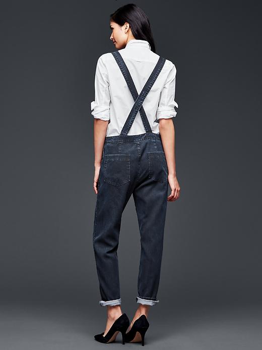 Image number 2 showing, 1969 denim high-low cropped overalls