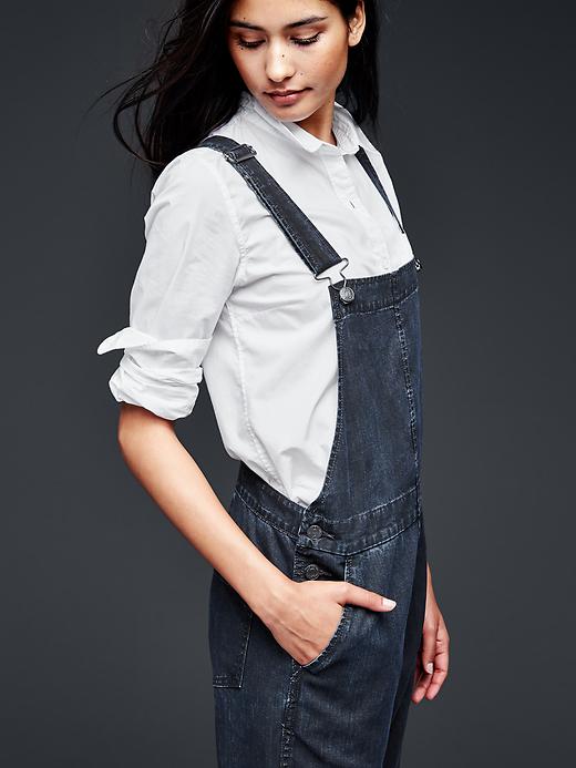 Image number 3 showing, 1969 denim high-low cropped overalls