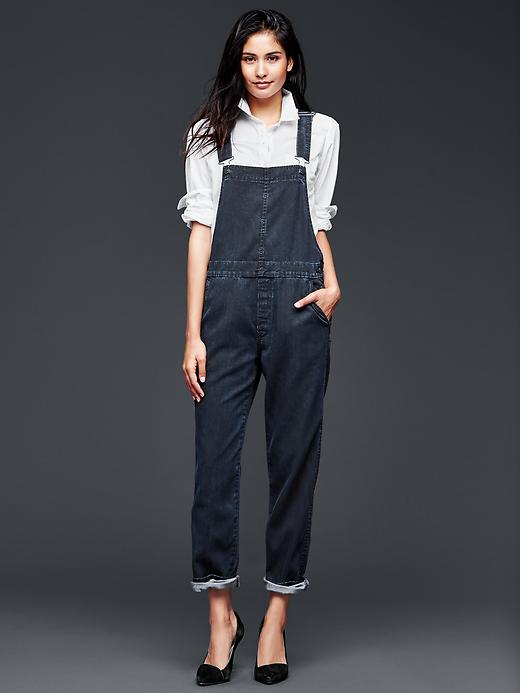 Image number 5 showing, 1969 denim high-low cropped overalls