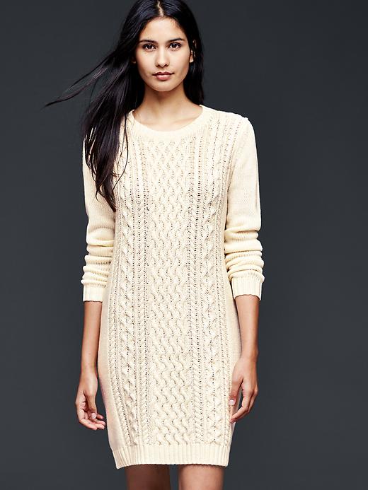 View large product image 1 of 1. Cable-knit sweater dress